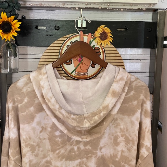RAE DUNN~”Blessed”~ Neutral Tie Dye Hoodie - Picture 3 of 3